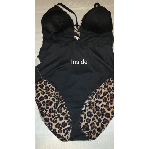 Time And Tru Swimsuit Sz XL 16-18 One Piece Leopard Print Strappy Back Tassels - Picture 13 of 16